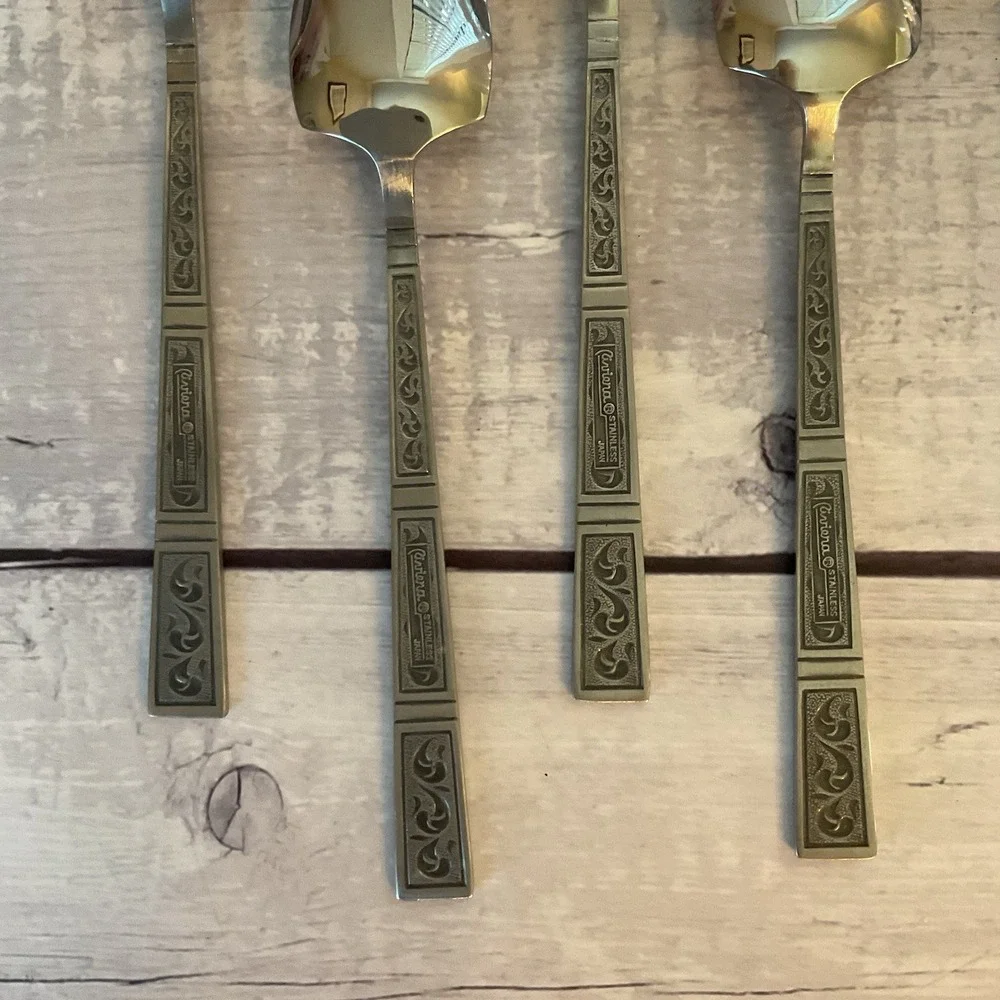 Riviera RIF4 Stainless Flatware Japan Set Of 7 Grapefruit Spoons MCM Vintage